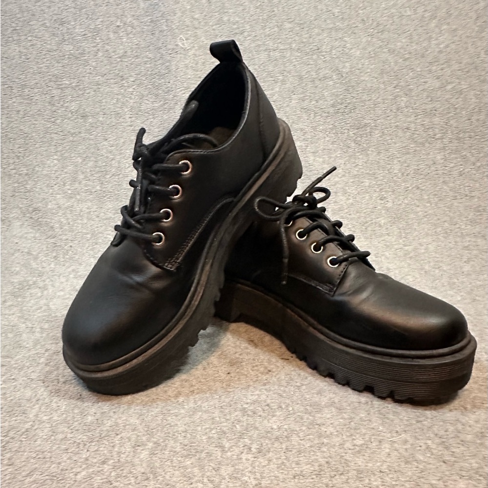 90’s Y2K Qupid Y2K Grunge Platform chunky Black Lug Sole Oxford Shoes Size 7.5